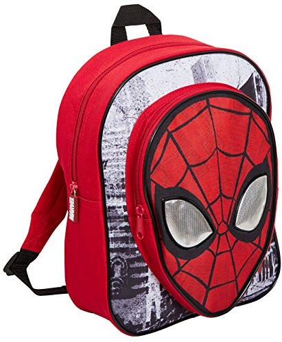 Marvel Spiderman Backpack for Boys Avengers School Travel Lunch Bag Reflective Eyes with Pocket, Red, Taille unique, Daypack