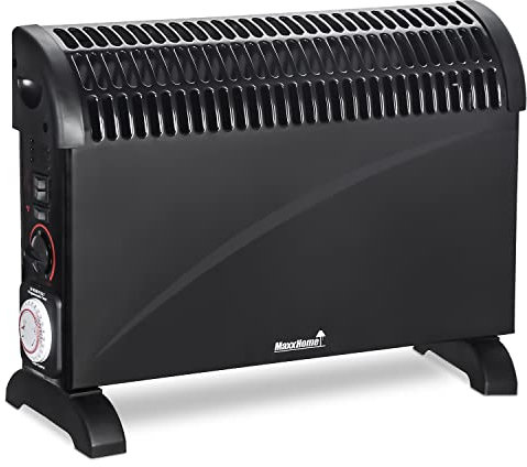 MaxxHome Convecteur Mobile 2000W - Chauffage Électrique Avec 3 Réglages de Chaleur - Chauffage Électrique Chauffe Jusqu'à 30m² - Économie d'énergie - Chauffage soufflant - Radiateur électrique - Noir