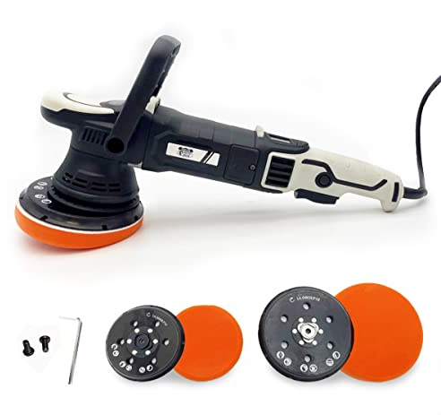 Autojack Dual Action Car Polisher 1000W Professional Variable Speed Digital LCD Display Polishing Detailing Machine Includes 150mm & 125mm Backing Pad