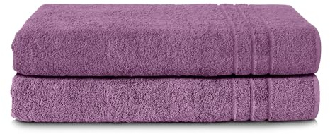 Komfortec Lot de 2 Serviettes de Sauna & Serviette Table de Massage, 100% Coton,470 g/m², Doux Et Absorbant, Séchage Rapide, Taille 70x200 cm, Violett