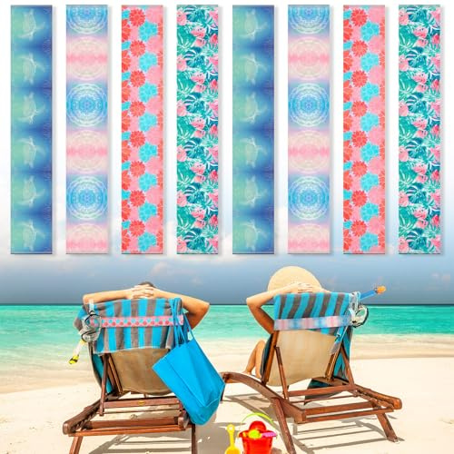 Confezione da 8 elastici per asciugamani per sedie da spiaggia, crociera, per salone, spiaggia, piscina, sedie, porta asciugamani, elastici antivento, accessori da spiaggia per l'estate (stile