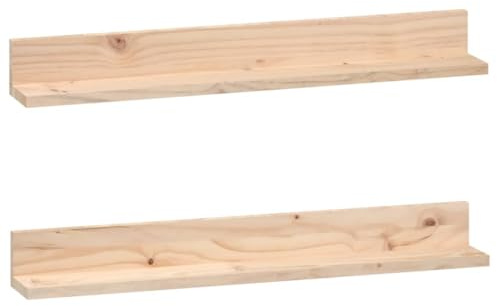 vidaXL 2X Estantes de Pared Flotante Balda Estantería Libros Soporte Sala de Estar Salón Oficina Hogar Decoración Madera Maciza de Pino