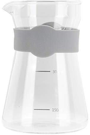Jwthee Cafetera para verter sobre el hogar, cafetera de vidrio de borosilicato alto para verter sobre la cafetera, hervidor con escalas, cafetera de vidrio (transparente)