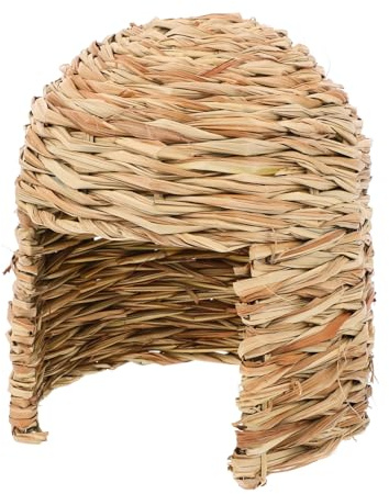 FONDOTIN Bunny Grass House Natural Woven Hideaway Bed for Small Animals Safe Chew Toy for Guinea Pigs Hamsters and Gerbils Portable Grass Hut for Use