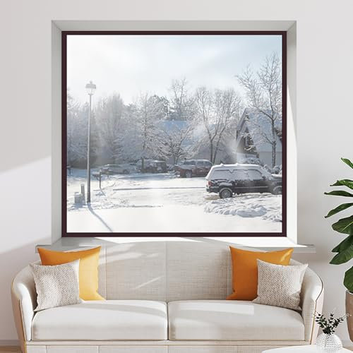 Fensterisolierung, transparente Folie mit Klebebändern, wiederverwendbarer Fenster-Kunststoff zum Überwintern, dicke warme Winter-wasserdichte Isolationsabdeckung, Rolladenabdeckung (Braun, 200 x 220