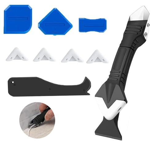 Kit de grattoir en silicone 3 en 1, kit d'outil de scellant, outil de calfeutrage 3 en 1, outil de calfeutrage pour enlever la traction de silicone pour mastic silicone