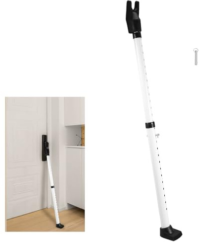 Door Security Bar Heavy Duty Sliding Patio Door Lock Bar 59-123cm Adjustable Doors Jammer Stopper with Nonslip Feet Pad Multi-use Window Security Bars for Home Dorm Hotel Apartment(White)