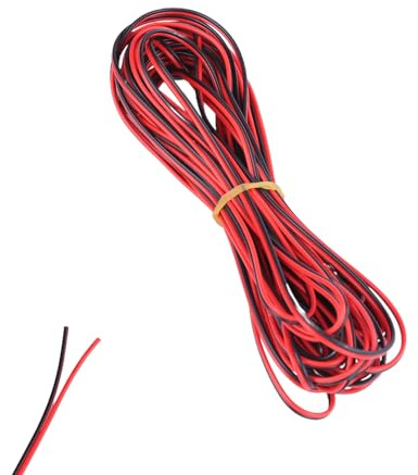 10 Metros de Cable Eléctrico 22AWG 2 Hilos Rojo y Negro de Cobre Estañado, Cable Flexible Doble Aislamiento en PVC para Tiras LED, Altavoz de Alambre, Lámparas y Aplicaciones Eléctricas Variadas
