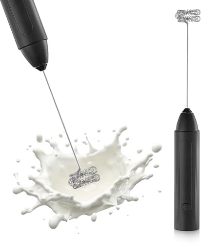 Milchaufschäumer Stab, Hand Blender, Leistungsstarker Motor, Drei Geschwindigkeitsstufen, Geeignet zum Aufschäumen von Milch, Kaffee, Ei und Vielem Mehr