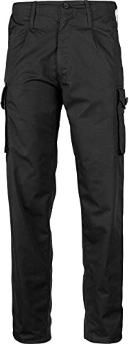 Mil-Com MOD Police Pattern Tactical Trousers for Men, 100% Ripstop Combat Cargo Pants with Adjustable Waist, 6 Pockets, Water-Repellent, Durable Workwear for Security & Outdoor Use - 32 Black