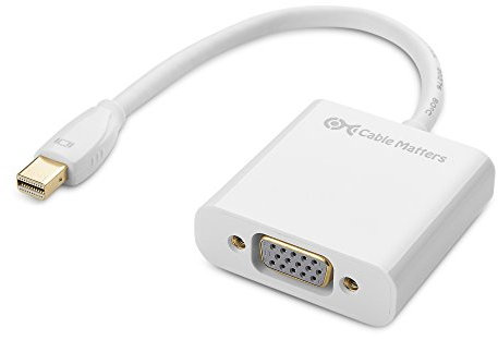 Cable Matters Mini DisplayPort to VGA Adapter (Mini DP to VGA) in White - Thunderbolt | Thunderbolt 2 Port Compatible