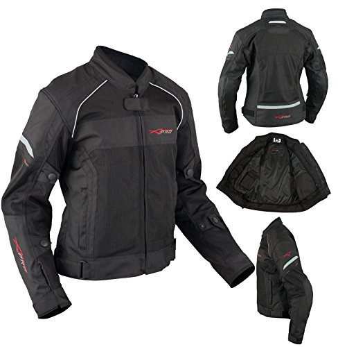 A-Pro Donna Giacca Moto Tessuto Impermeabile Traspirante Riflettente Nero M