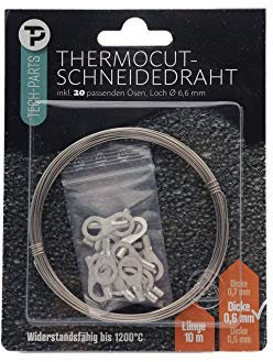 Set 10 Meter Styropor Schneidedraht 0,6mm plus 20 Ösen Heißschneidedrahtset Heizdraht WDVS XPS