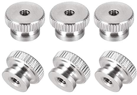 uxcell Knurled Thumb Nuts, 6Pcs M3x0.5mm 304 Stainless Steel Round Knobs Fasteners for 3D Printer Parts, Silver Tone