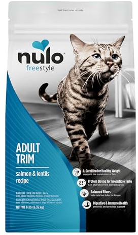 Nulo FreeStyle High Protein Trim Cat Food, Salmon & Lentils Recipe - Natural Grain-Free Dry Cat Food for Weight Management with l-Carnitine, Natural Fiber, & Probiotics, 14 lb Bag