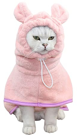 BT Bear Dog Bathrobe,Super Absorbent Dog Quick Drying Microfiber Coat Hooded Bath Towel for Puppy Small Dogs Cat(XS,Pink)