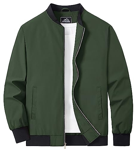 Magcomsen Giacca bomber da uomo, giacca a vento leggera con cerniera integrale, casual, elegante, da esterno, giacche da golf