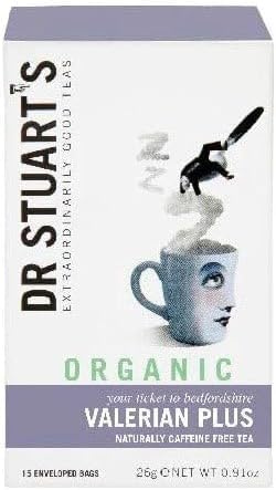 Dr Stuarts Organic Valerian Plus 15 Bags (Pack of 4) - Made in a Carbon Neutral Factory - Queens Award for Enterprise