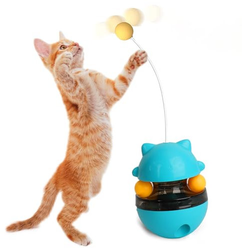 Amyzavls Interaktives Katzen Spielzeug Selbstbeschäftigung, Katze Bälle 3 in 1 Automatisch Intelligenzspielzeug Katzenspielzeug mit Spielzeug Futterautomat