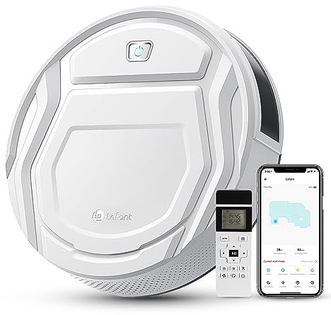 LEFANT Saugroboter mit Fernbedienung, 2200Pa Starke Saugkraft, M210P Staubsauger Roboter für Tierhaare, Roboterstaubsauger mit Ladestation, Kompatibel mit Alexa und APP Steuerung, 120 Min Laufzeit