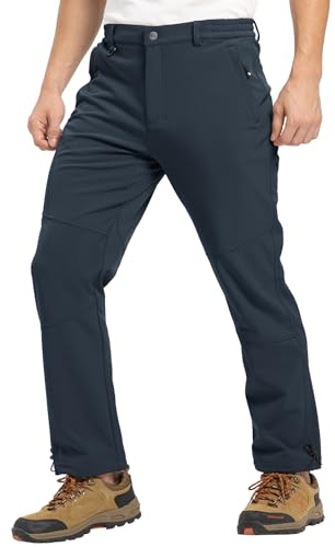 Rdruko Waterproof Trousers Mens Fleece Lined Winter Warm Ski Trousers Outdoor Hiking Walking Fishing Camping Pants with Zip Pockets Cold Grey 32