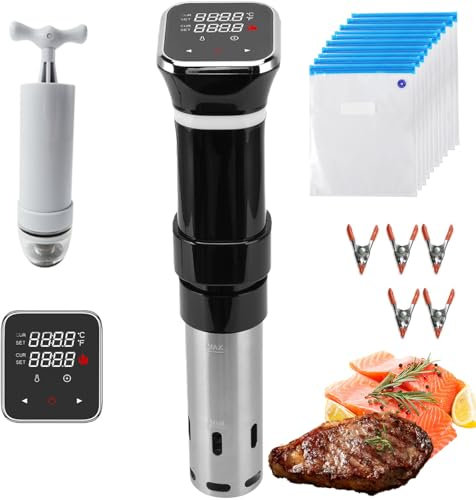 Sous Vide Machine, 1100w Sous Vide Cooker With 3 accessories, Temperature Time And Touch Control, Cooker Immersion Circulator Vide With Extractor Pump, Sealed Bag, Clip, Stainless Steel