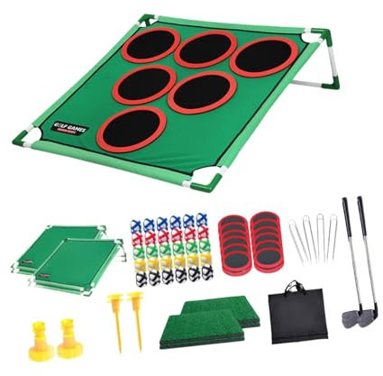JISADER Minigolf Set Spielzeug für Kinder, Golf Pong Putting Game, Golf Puttingmatte, Indoor Outdoor Golfkoffer Spiel, Minigolf mit Bällen und Golfclub für Mädchen, Jungen, Doppelregal
