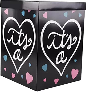 ULTECHNOVO Caja para Revelación de Género Shower Color Negro para Decoración de Fiesta de Cumpleaños de Caja Resistente para Globos para Eventos de Revelación o Niña