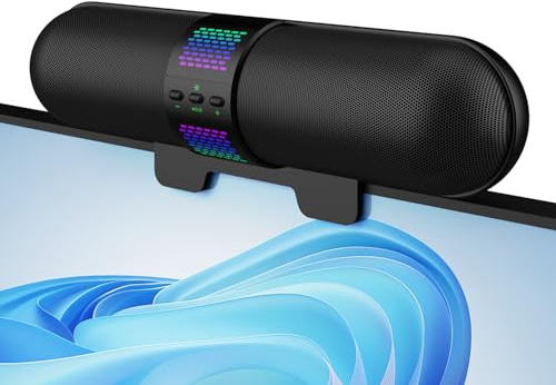 BESTISAN Computer-Lautsprecher, PC-Lautsprecher mit Bluetooth & Typ-C (USB) Modus; USB-betriebene Monitorlautsprecher mit Clip-on-Design, Gaming-Lautsprecher für PC/Desktop/Laptop; LED-Lichtanzeige