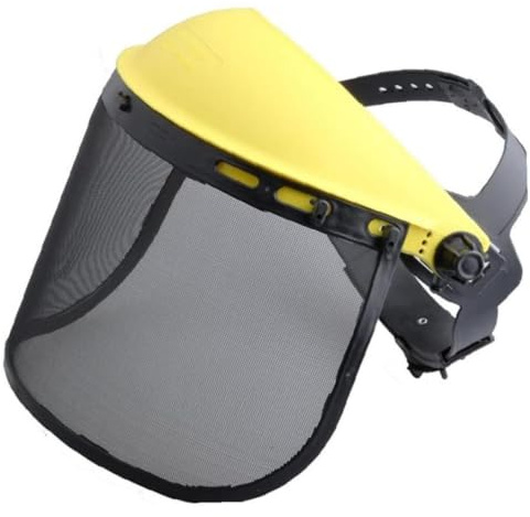 Hperu Protector facial de seguridad con visera de malla para motosierra, recortadora y podadora de pértiga, protección para ojos y cara, escudo completo