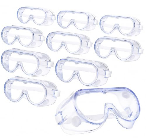 Fortspang 10 stycken skyddsglasögon för glasögonhållare, arbetsskyddsglasögon med PC-anti-dimglas (enkelförpackade), reptåliga säkerhetsglasögon, perfekt för verkstad, laboratorium och konstruktion