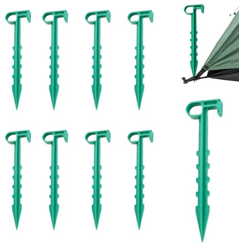 Estacas para Tiendas Clavijas Portátiles con Gancho, 10 Piezas