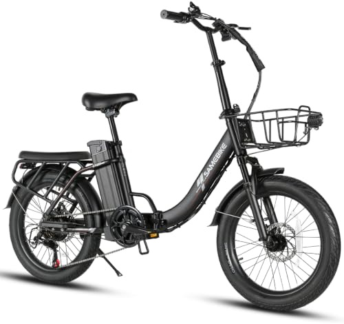 SAMEBIKE Electric Bike for Adults with 36V/48V Removable Battery, 20 Fat Tire Folding Electric Bicycle with MAX Speed 25KM/H & 100KM Long Range, 250W Motor City Commuter Folding Ebike