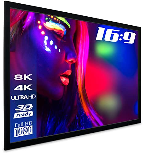 ESMART Professional MIRALE Rahmen-Leinwand [Größenauswahl] 221 x 125 cm (100) 16:9 | Heimkino Beamer Projektionsleinwand Rahmen Leinwand LCD LED