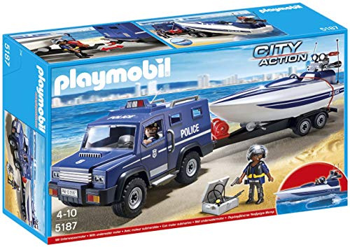 Playmobil - 5187 - Figurine - Fourgon Et Vedette De Police