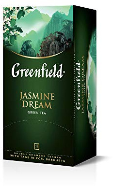 Greenfield Jasmine Dream, Aromatisierter Jasmin-Grüntee 25 Beutel (25 x 2 g), 50g