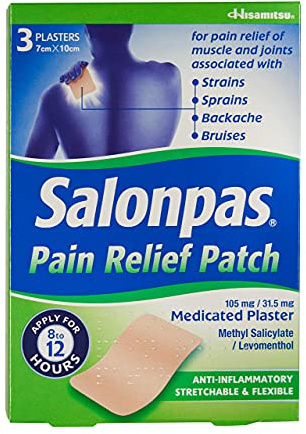 Salonpas Pain Relief Patch - 3 Pack - Medicated Plaster for Joint & Muscle Pain, 3735003