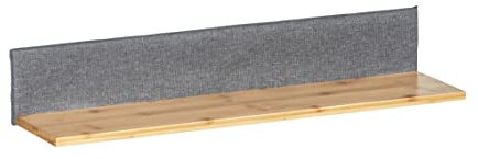 WENKO Wandregal Bahari, hochwertiges Wohnregal aus nachhaltigem Bambus kombiniert mit trendigem grauem Polyester, bietet als Ablage dekorativen Platz für Accessoires, Bücher etc., 60 x 10 x 15 cm