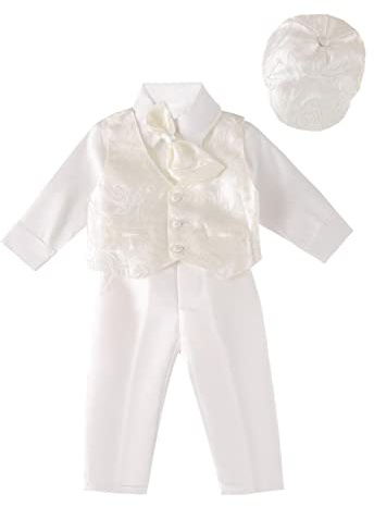 Lito Angels Vetement Tenue Bapteme Costume Ivoire avec Bonnet pour Bebe Garcon, Taille 18-24 mois