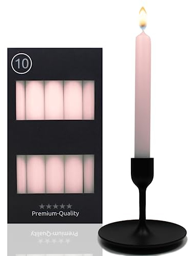 Candelo ensemble de 10 bougies roses longues 18,5 cm avec une durée de combustion de 7,5 heures - Idéal pour chandeliers et porte-bougies - Parfait pour chaque occasion