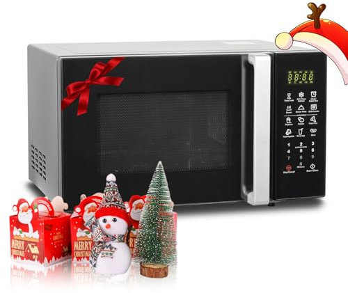 Techomey Four Micro-ondes avec Grill, 900W, 25L, Micro-ondes 2 en 1 Combiné, Grill 1000W, Fonction Décongélation, 9 Menus Automatiques, Nettoyage Facile, Plateau Tournant 27cm, Noir