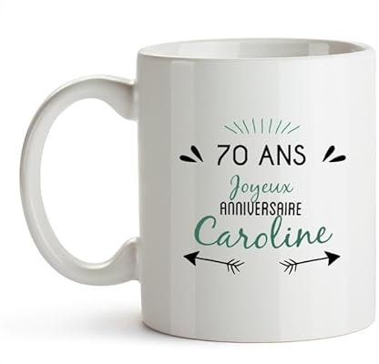 CADEAUX.COM - Mug Personnalisable pour Femme de 70 ans - Mug Personnalisé - Message Personnalisable - Cadeau Anniversaire - Cadeau Femme