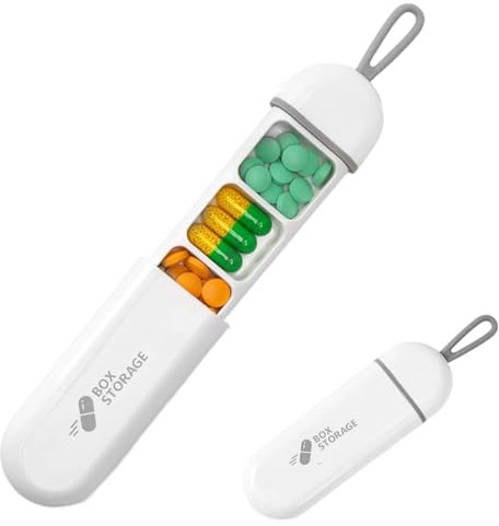 Pillendose Klein für Unterwegs,Taschen-Pillenetui mit Feuchtigkeitsbeständigem Streifen, Reise Pillen Organizer, Tragbare Pillendose mit Silikon-Trageseil,3 Zellen