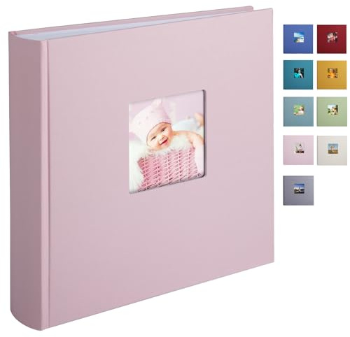 1DOT2 Leinen Fotoalbum, Fotobuch zum Selbstgestalten und Einkleben (30x30 cm, 120 Seiten, Klassisches Rosa)