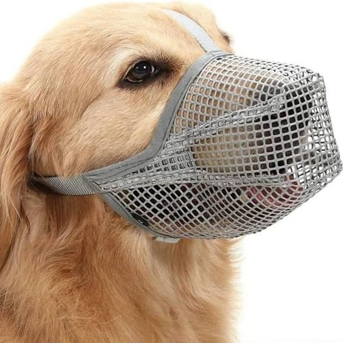 XFLYP Museruola per Cani, Museruola Regolabile in Rete Traspirante, Museruola Morbida per Cani Con Cinghie in Velcro per La Bocca per Anti-Mordere, Anti-Abbaiare Quando All'aperto (M (Snout 22-26cm))