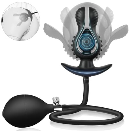 Plug Anal Gonflable en Silicone, Fleur avec Pompe Amovible – Grand Dilatateur Anal pour Stimulation de la Prostate, Sex Toy pour Hommes et Femmes
