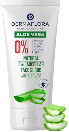 Micellar Face Scrub with Aloe Vera – 3-in-1 Face Cleanser, Exfoliator & Makeup Remover | Gentle Facial Scrub for Sensitive Skin | Hydrating, Soothing, 100ml