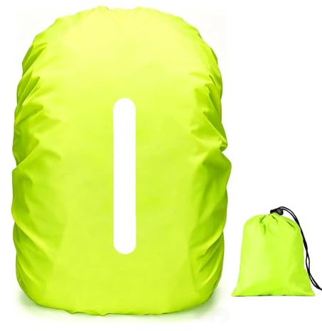 PINEPAN Housse de pluie pour sacs à dos scolaires, imperméable et résistant à la saleté avec réflecteurs avec poche de rangement élastique Vert 60L