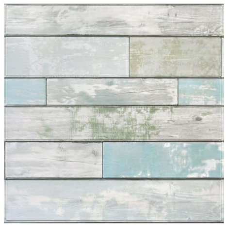 COMSTICKC 3D Wandpaneele Selbstklebend Holzoptik,10 Stück 30x30 cm, 3D Wandverkleidung Selbstklebend Holzoptik Tapete 3D PVC Wandpaneele für Innenwanddekoration, Alt Hellgrün