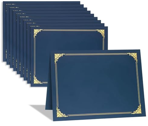 TOBEOME 10 Piece Certificate Holders, Diploma Holders Certificate Covers with Gold Foil Border Paper for Letter Size 8.5x11 Inch